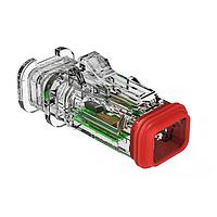 Amphenol SINE Systems AT06-2S-LED12VR1-OMC Connectors 2 Position LED Overmold Plug, Socket, 12V, Clear Body, RVP Circuit, Reduced Diameter Seal, Green LED