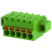 Bel Power Solutions HZZ00152-G Pluggable Terminal Blocks CONNECTOR;FEMALE;5 POLE;1 ROW;PITCH 3.81mm;THT;160VAC;8A;GREEN;-40to+100C;WITH SCREW RETENTION;