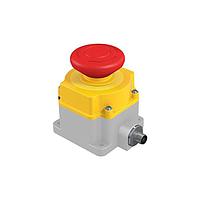 Banner Engineering SSA-EB2PLXR-12ED1Q8 Push Turn Emergency Stop: Flush Mount 60 mm Push Button; Environ. Rating: IP65; Lighted; Color: Red Solid/Flashing; 2 N.C. Safety Contacts; 1 N.O. aux.; 8-pin M12 QD