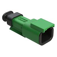 Amphenol SINE Systems ATM04-2P-SR01GN Connectors 2 Position, Receptacle, Pin, Strain Relief End Cap, Green Body