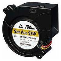 Sanyo Denki 9W1BM12P2H001 Blowers DC Blower, 97x33mm, 12VDC, 38.5CFM, Splash Proof, Ribless, Ball, Tach/PWM, IP68