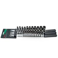TOPTUL GAAQ3703- 37PCS 1/4inch, 3/8inch & 1/2inch DR. 6PT Deep Socket Rail Set - METRIC