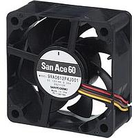 Sanyo Denki 9RA0612M4002 Axial DC Axial Fan, 60x60x25mm, 12VDC, 14.8Pa, 3x Wire, Rib, Low Noise, Sensorless