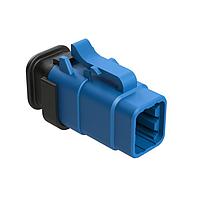 Amphenol SINE Systems ATM06-6S-SR01BL Connectors 6 Position, Plug, Socket, Strain Relief End Cap, Blue Body