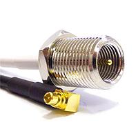 Siretta ASMK010Y174S11 RF Cable Assemblies MMCX RIGHT ANGLE TO FME BULKHEAD CABLE ASSY 100MM