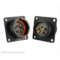 Eaton Souriau-Sunbank UTS014E5PZ Receptacles Plastic square flange receptacle, without backshell, with 5 male solder contacts, IP68/69K in unmated conditions, keying Z