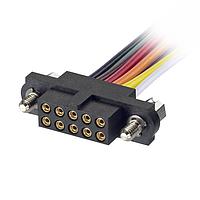 Harwin M80-FC22068F1-0150L Rectangular Cable Assemblies Datamate J-Tek Cable Assembly, Female Single-Ended, with floating hex slotted jackscrews, multi-color 24 AWG cable, 150mm long, 10+10 contacts