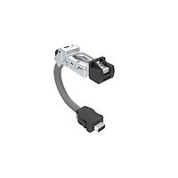 Amphenol Canada DRPC625002A20 Modular Connectors / Ethernet Connectors Cable, Cat6A, Industrial RJ45, 45 deg right exit to standard ix plug B key, 24AWG, 0.5m, 8u gold