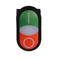 Eaton M22S-DDLM-GR-X1-X0 Double Button MIXED ILL DBL PB BLK-BZL GRN TOP RED BTM