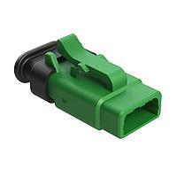 Amphenol SINE Systems ATM06-3S-SR01GN Connectors 3 Position, Plug, Socket, Strain Relief End Cap, Green Body