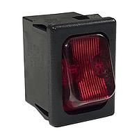 Carling Technologies 632122-2B-JN Small-Sized Rocker Switch 1-pole, ON - None - OFF, 8A/12A 250VAC/125VAC 1/2 HP, Illuminated Clear Red Rocker Switch with .187 Tab (Q.C.)