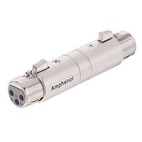 Amphenol Audio AC3F3FW Adapters 3 Pole XLR Metal Shell In Line Adapter Female to Female Pre-wired Nickel Finish