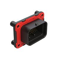 Amphenol SINE Systems ATS15-34PB2-BM01 Receptacles 34 Position PCB Receptacle with Sealed Flange, Pin, Straight, Contact Size 20, Double Latch, Self-Threading, Keyed B, Black