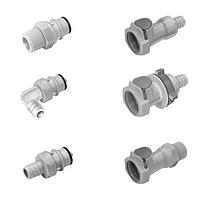 OMEGA FT-HFCD2412-12 Polypropylene Quick Couplings & High Flow Couplings (3/4 in, NPT Male, 3/8 in, Quick Coupling Male, Shutoff Coupling, UNF Female)