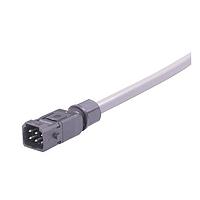 HARTING 33501200203010 Rectangular Cable Assemblies Han 1A 5+PE IP65 single ended Cable Assembly, unshielded, male, snap-in version, 6x16AWG, PVC gray, 1.0m