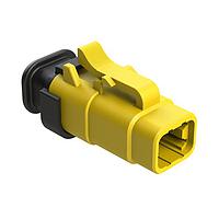 Amphenol SINE Systems ATM06-4S-SR01YL Connectors 4 Position, Plug, Socket, Strain Relief End Cap, Yellow Body