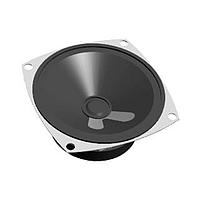 Same Sky (formerly CUI Devices) GF0668 Electromagnetic speaker, 66 mm square, 29 mm deep, paper, ferrite, 3 W, 8 ohm, 300 Hz, solder eyelets