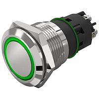 EAO 82-5152.2134 Anti-Vandal 82-5152.2134.Illuminated pushbutton.maintained.19 mm.stainless steel.flush/flat.ring.green.24 V.screw terminal