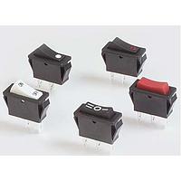 E-Switch R4GBLKWHTHF0 Rocker Switches 10A 250V SPDT (On)-Off-(On)No Lamp
