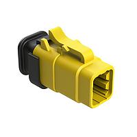 Amphenol SINE Systems ATM06-6S-SR01YL Connectors 6-Way Plug, Socket, Strain Relief Endcap, Yellow Body
