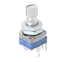 Same Sky (formerly CUI Devices) PTN091-V10215K1B Potentiometers 9.5mm, vertical, 1 gang, detent, 10K ohm, 15mm knurled shaft, linear