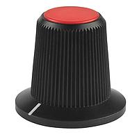 NKK Switches AT4104C Cylindrical Knob with Skirt RED TIPPED ROTARY KNOB