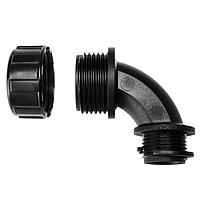 HellermannTyton 166-90127 Cable Protection HelaGuard Non-Metallic IP65 Fitting, 45-Elbow, NPT Thread, 1.00" Dia, PA66, Black, 10/pkg