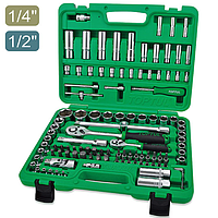 TOPTUL GCAI108R Professional Grade 1/4" & 1/2" DR. Flank Socket Set (108 pcs)