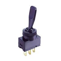 Shin Chin R13-61L2-01-G(VDC) Toggle Switches 20A/12VDC 3P SPST/OFF-ON/0.25"SQ Metal Lever/Green LED