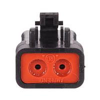 Amphenol SINE Systems ATP06-2S-RD01BK Connectors 2 Position Plug, Socket, Reduced Diameter Rear Seal (Green), Black Body (Requires Wedgelock AWP-2S)