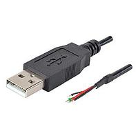 Same Sky (formerly CUI Devices) CBL-UA-ST-1 USB 2.0 USB Cable, Type A Plug to Stripped & Tinned, USB 2.0, 28 AWG, 1 m, Black, PVC