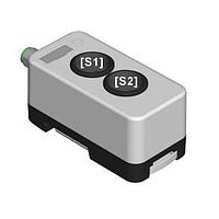 EAO 73-00001.1 Emergency Stop Switch Box Smart Box white with 2 x 84 Series switches wired to M12 connector DIN rail mounted