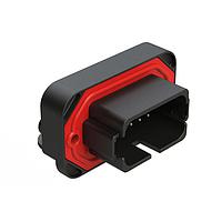 Amphenol SINE Systems AT13-18PC-BM04BK Connectors 18 Position, Right Angle Flange Mount PCB Receptacle, Tin Plated Contacts Included, Potted, Keyed C, Black