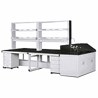 DaiHan DH.WFE3032 Laboratory Assembly Center Tables (w2550×h1900mm, with Shelves/Sink Table)