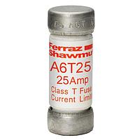Mersen A6T25 Fast Acting Class T Fuses Fuse,Class T,Fast Acting,200kA AC,100kA DC,600VAC/300VDC,25A
