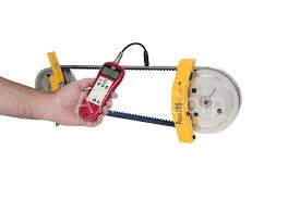 Handheld instrument used for belt tension measurement in maintenance applications