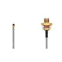 GCT (Global Connector Technology) CAB463RF-0200-A-1 RF Cable Assemblies I-Pex MHF2SMA, RP, F Mt, BHJck, wO-ring,,200mm 1.37mm Cbl,Blk, 6GHz, Wshr-Nut