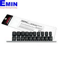 TOPTUL GDAG1001 -  10PCS 3/8 inch DR. Impact Universal Socket Rail Set