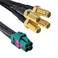 Adam Tech CA-AM04ZJ-SMAJ4-1M Coaxial Cables Mini FAKRA Jack (2x2) to SMA Jack, 1m RTK-031 cable