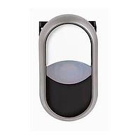 Eaton M22-DDLF-WS-ETCH Double Button FLSH ILL DBL PB SIL-BZL WHT TOP BLK BTM
