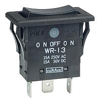 NKK Switches WR13AFN Rocker Switches ON-OFF-ON BLACK QC NO EPOXY ENVRN SEALD