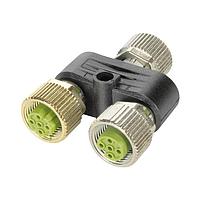 HARTING 21433619800 T-Splitter M12-ADPT-M12/M12-8/4P-YCOD-F/F/F-STR