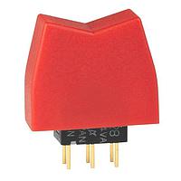 NKK Switches G28KP-YC Rocker Switches DPDT (ON)-OFF-(ON) RED PC .4VA