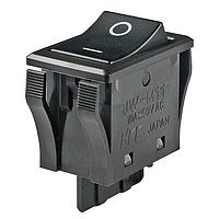 NKK Switches JWM11RA1A/UCV Rocker Switches SPST TV5 RATED BLACK CAP&BODY HORZ "O I"