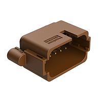 Amphenol SINE Systems AT04-18PD-BM12 Connectors 18 Position, PCB Receptacle, Flangeless, Self-Threading, Keyed D, Gold Plated Contacts Included, Potted, Brown Body