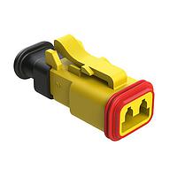 Amphenol SINE Systems AT06-2S-SR01YEL Plug 2 Position, Plug, Socket, SR01 Strain Relief (Standard Seal), Yellow Body
