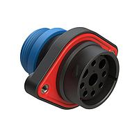 Amphenol SINE Systems AHDP02-24-09SR-STA Connectors 9 Position Panel Mount Receptacle, Socket, Shell Size 24, Reduced Diameter Seal (Blue), Small Thread Adapter