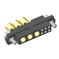 Harwin M80-4D10642F1-03-325-00-000 Power to the Board Datamate 2-Row Mix-Tek Female Crimp Connector, Hexagonal slotted jackscrews, 6 x Large Bore (22 AWG) signal contacts, 3 x 12 AWG Power contacts