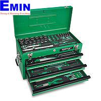 TOPTUL GCAZ114A Professional Mechanical Tool Set W/3-Drawer Tool Chest Satin Chrome (114 PCS)