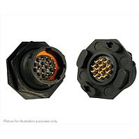 Eaton Souriau-Sunbank UTS712E14PW Receptacles Plastic jam nut receptacle, without backshell, with 14 male solder contacts, IP68/69K in unmated conditions, keying W